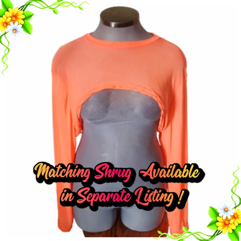 NEON ☆ SHEER ORANGE ☆ ROUCHED SKIRT/SWIM COVER-UP ☆ 4x ☆ NWOT - Picture 7 of 10